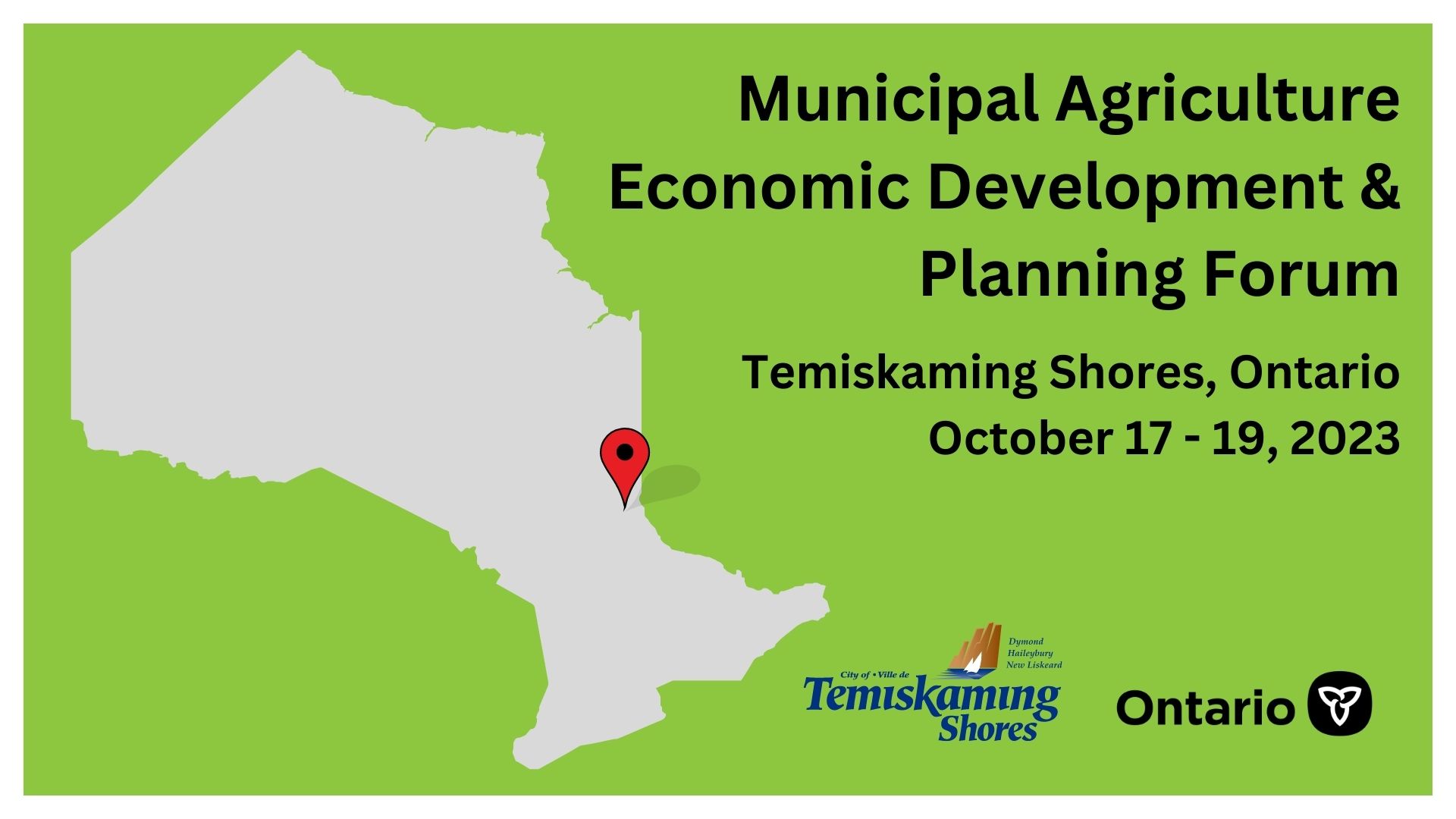 2023 Municipal Agriculture Economic Development and Planning Forum coming to Northern Ontario – October 17 to 19, 2023